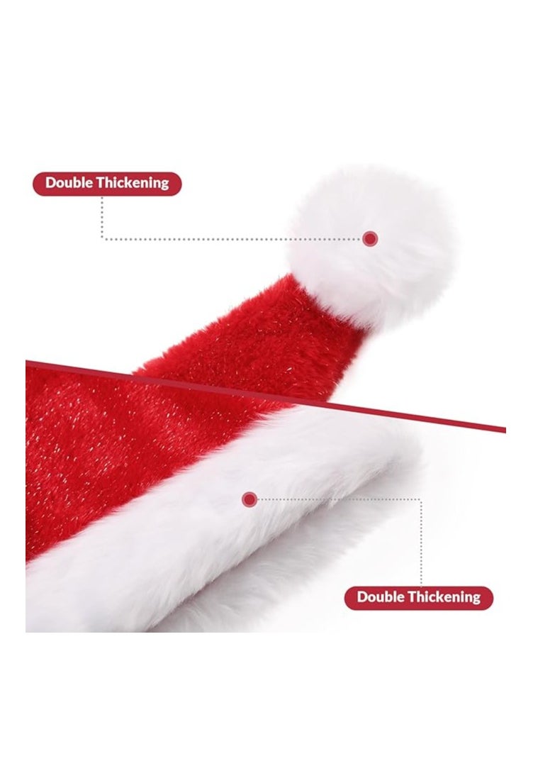 Hanady - Elegant Santa Claus Hat - Plush, Fluffy, and Shiny Design for Christmas Parties and Costumes, Perfect for Men and Women in Vibrant Red - Image 1
