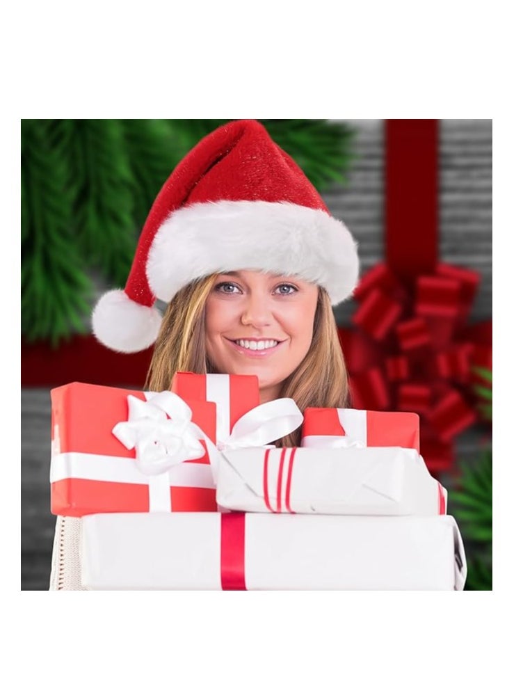 Hanady - Elegant Santa Claus Hat - Plush, Fluffy, and Shiny Design for Christmas Parties and Costumes, Perfect for Men and Women in Vibrant Red - Image 1
