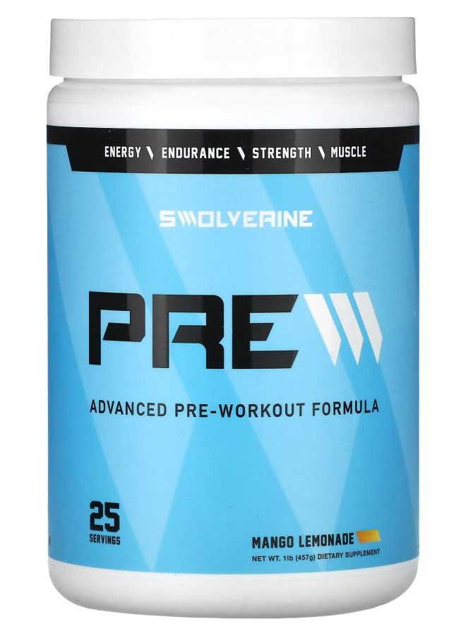 Swolverine Pre Advance PreWorkout Formula Mango Lemonade 1 lb (457 g)