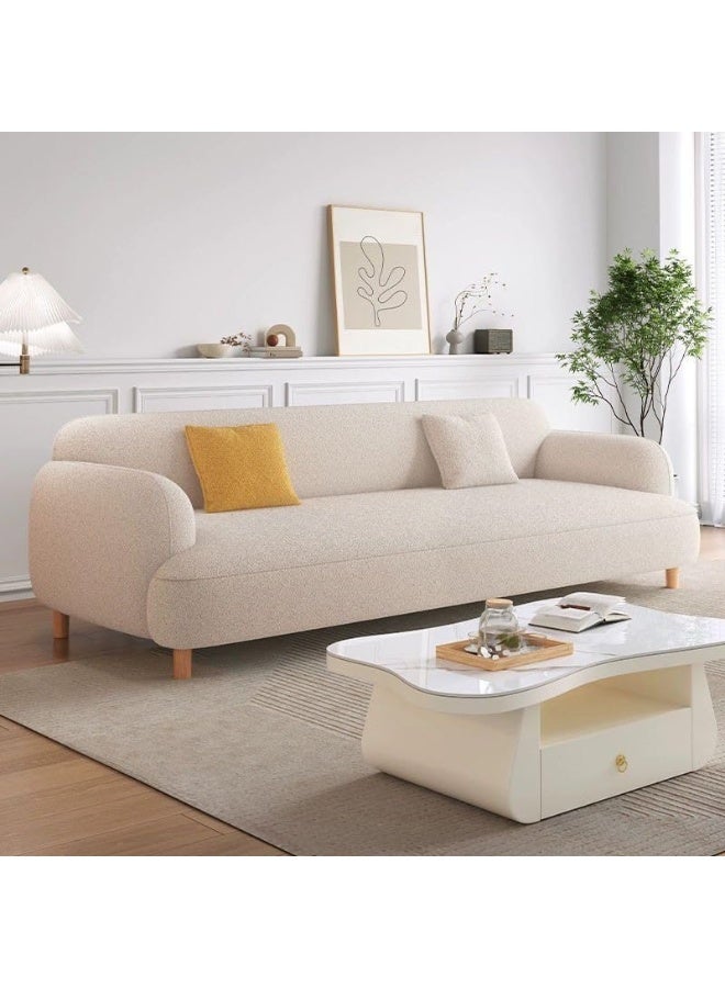Ripple FURNITURE UAE Homes Modern 3-Seater Sofa, Upholstered Fabric, Light Grey, Wooden Legs (Apricot) - Image 1