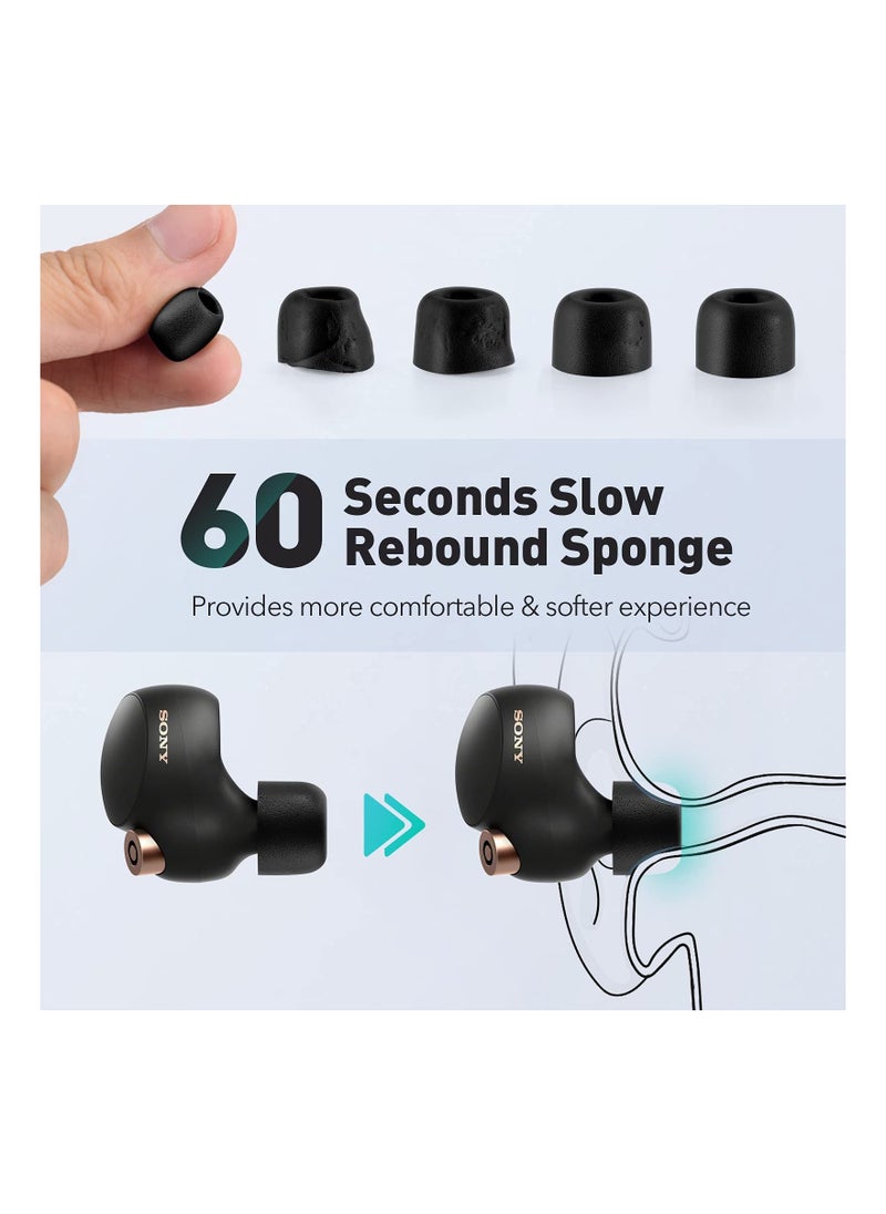 KASTWAVE - Memory Foam Tips for Sony WF-1000XM4 / WF-1000XM3, Anti-Slip Replacement Ear Tips for Sony True Wireless Earphones, Fit in The Charging Case, Perfect Noise Cancellation, 3 Pairs (Assorted Size, Black) - Image 1