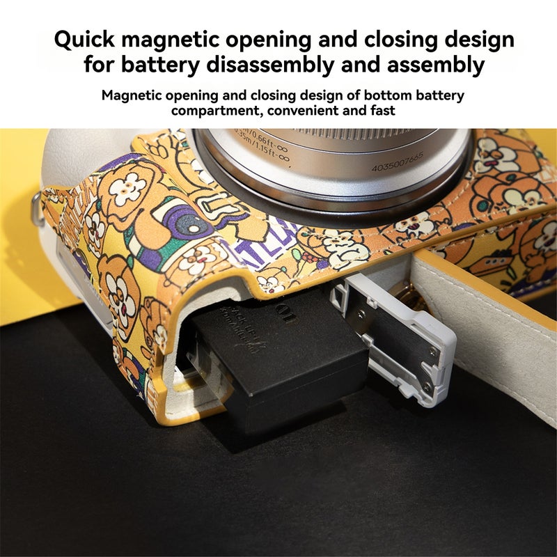 CWATCUN Camera Case Retro Camera Base Original Printed Pattern Design Scratch-Resistant and Impact-Resistant Portable Case Mirrorless and DSLR Camera Case D188 Protective case for Sony ZVE10 camera - Image 4
