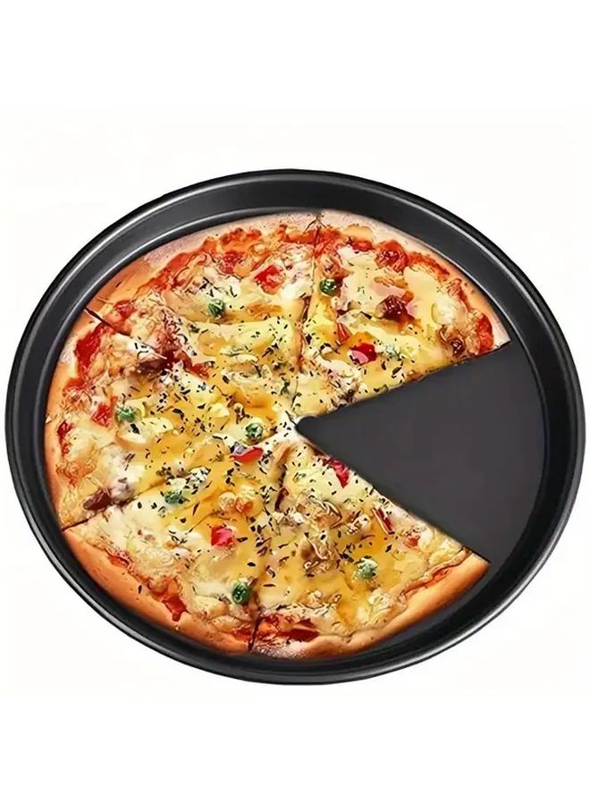 1pc Premium Carbon Steel Non Stick Pizza Baking Pan 13 78in Durable Oven Tray for Crispy Pizza Juicy Roasts Grilled Sausages Baked Goods Perfect for RV Camping Travel Outdoor Picnics Home Kitchen Use Pizza Accessories - Image 1