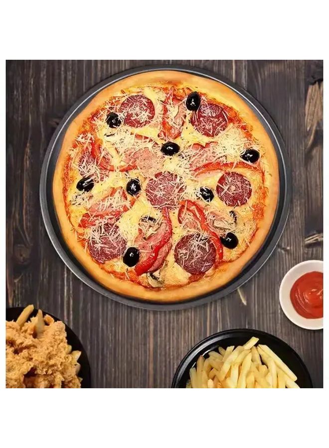 1pc Premium Carbon Steel Non Stick Pizza Baking Pan 13 78in Durable Oven Tray for Crispy Pizza Juicy Roasts Grilled Sausages Baked Goods Perfect for RV Camping Travel Outdoor Picnics Home Kitchen Use Pizza Accessories - Image 2