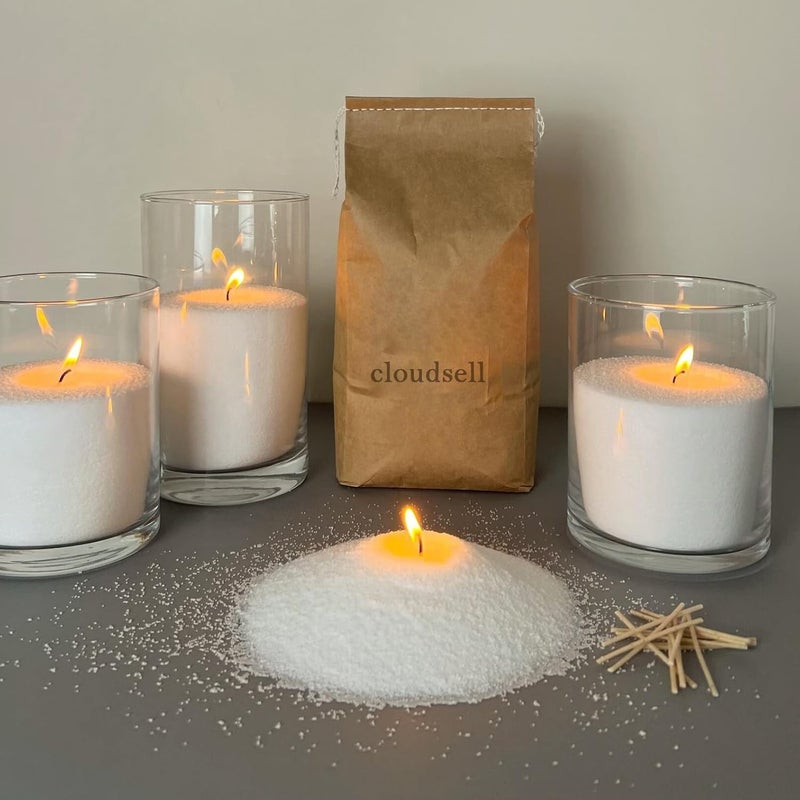 Diablos Customized Powder Candle Making Kit 200GM Wax with 20 Wicks Refillable Beaded Wax Sand DIY Pearled Candle All Natural Reusable Candle Making Kit Self Extinguish Candle for Home Decor