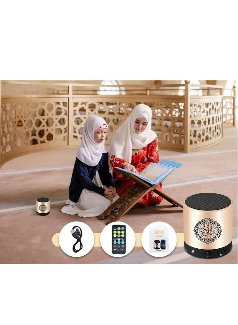 "SQ200 Portable Bluetooth Quran Speaker – 8GB MP3 Player with Remote Control, FM Radio, and Quran Translation (Golden)"
