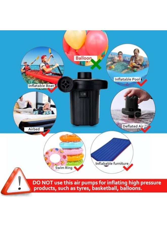 Chabeia Air Pump, Electric pump Quick-Fill Electric Air Pump With 3 Nozzles, air pump for inflatable Convenient Inflator Deflator For Inflatables, Air Mattress,Pool - Image 3