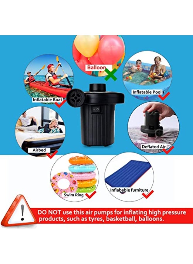 Chabeia Air Pump, Electric pump Quick-Fill Electric Air Pump With 3 Nozzles, air pump for inflatable Convenient Inflator Deflator For Inflatables, Air Mattress,Pool - Image 4