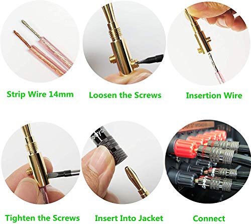 Goaycer Banana Plugs for Speaker Wire - 24K Gold Plated Banana Adapter Connector(6 Pairs/12 pcs) - Image 5