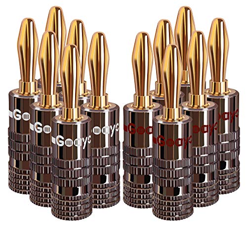 Goaycer Banana Plugs for Speaker Wire - 24K Gold Plated Banana Adapter Connector(6 Pairs/12 pcs) - Image 1