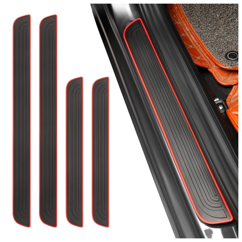 KIFIDAN 4PCS Car Door Sill Protector,Anti-Scratch & Waterproof Car Door Sills Scratch Protection,Universal Car Exterior Accessories Automotive Door Entry Guard for Car,Truck,SUV (Black Red, Width 1.57") - Image 1