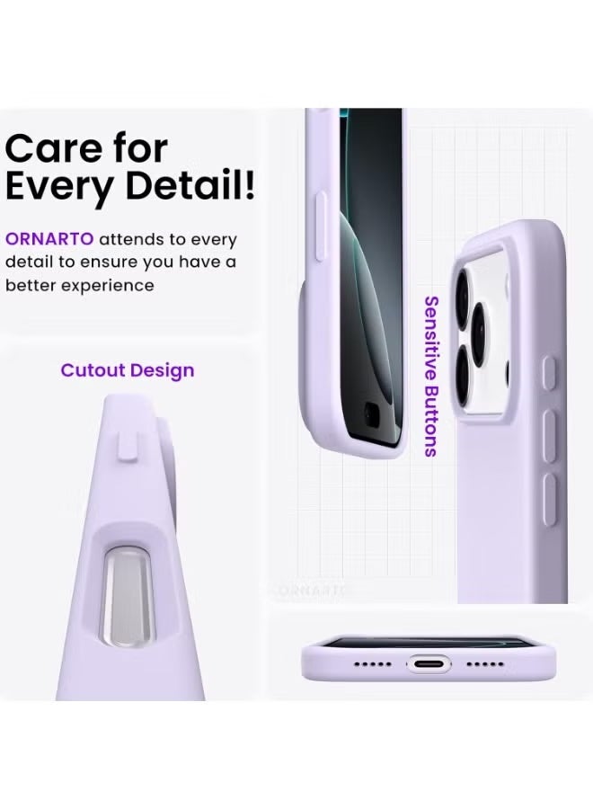 TIGER Slim Silicone Case Compatible with iPhone 17 Pro – Premium Liquid Silicone Protective Case with 3-Layer Soft Rubber Shockproof Bumper and TPU Lining for Maximum Drop Protection and Comfortable Grip – Elegant Light Purple Cover - Image 3