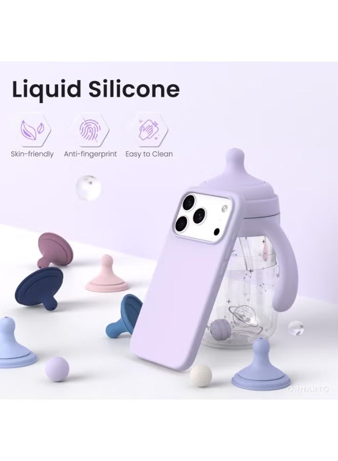 TIGER Slim Silicone Case Compatible with iPhone 17 Pro – Premium Liquid Silicone Protective Case with 3-Layer Soft Rubber Shockproof Bumper and TPU Lining for Maximum Drop Protection and Comfortable Grip – Elegant Light Purple Cover - Image 2