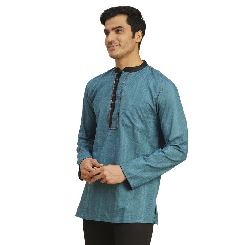 ARCHATTIRE Men’s Teal Blue Cotton Kurta for Men - Image 5