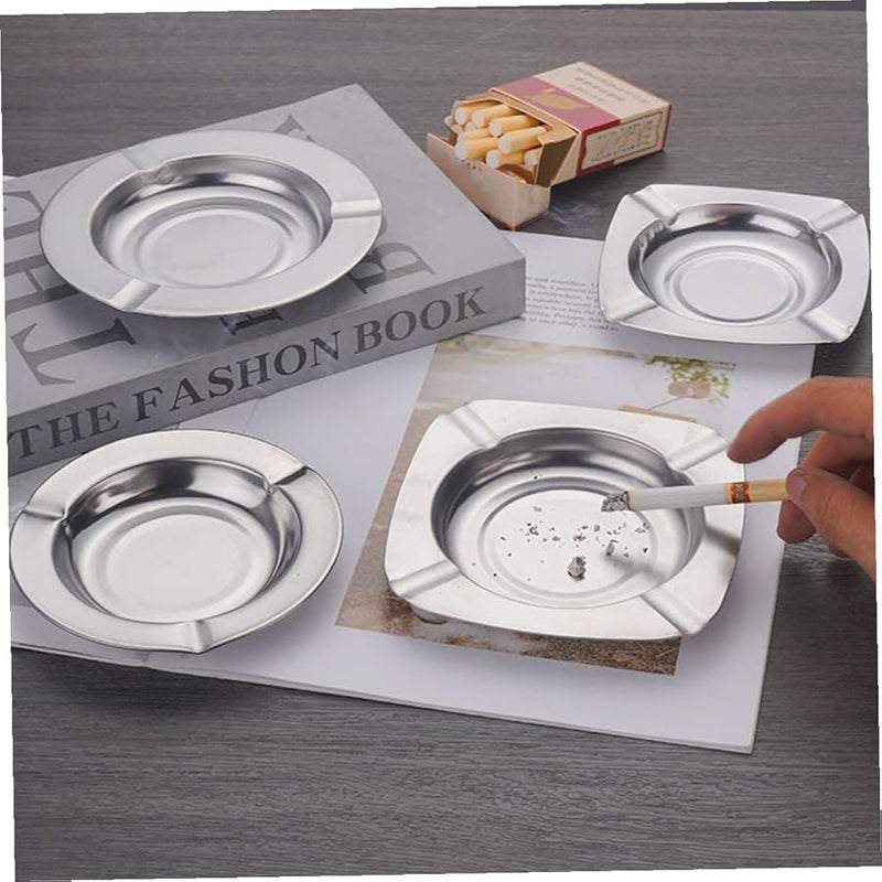Stainless Steel Square Ashtray with Triple Slots Portable for Car Home Travel - Image 5