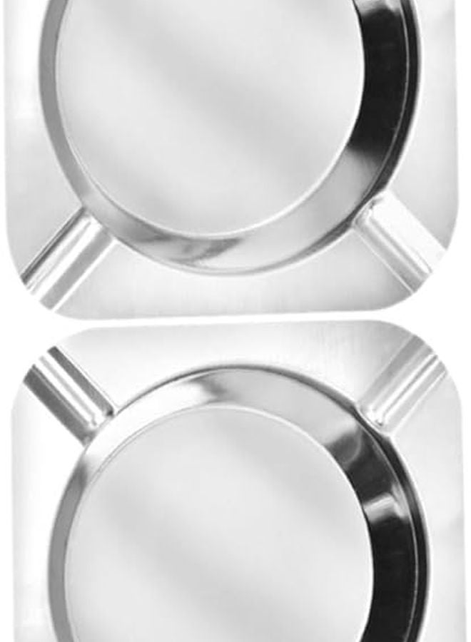 Stainless Steel Square Ashtray with Triple Slots Portable for Car Home Travel - Image 1