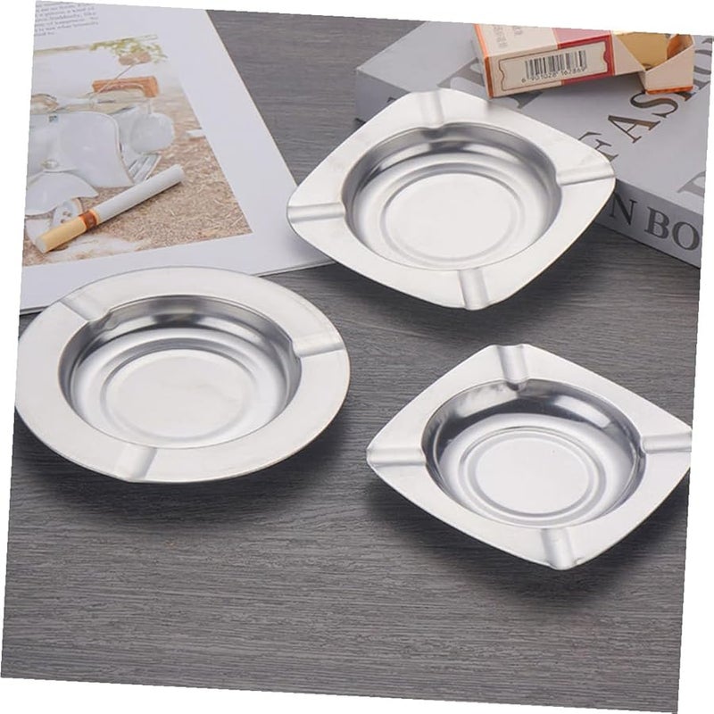 Stainless Steel Square Ashtray with Triple Slots Portable for Car Home Travel - Image 3