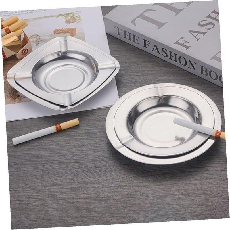Stainless Steel Square Ashtray with Triple Slots Portable for Car Home Travel - Image 4