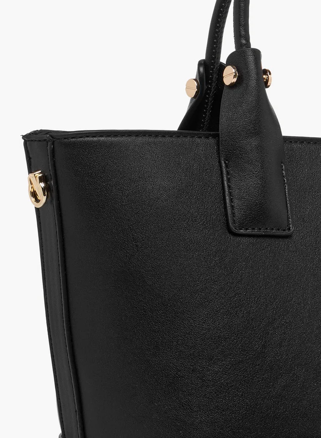 Flora Bella By Shoexpress BLACK Solid Tote Bag with Detachable Strap and Pouch  | Best Price UAE