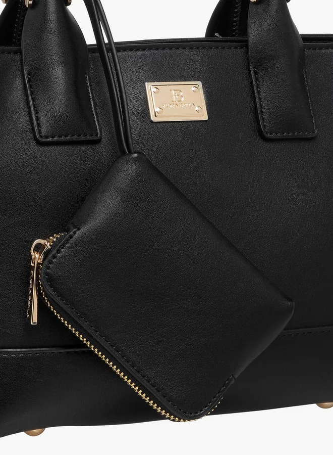 Flora Bella By Shoexpress BLACK Solid Tote Bag with Detachable Strap and Pouch  | Best Price UAE