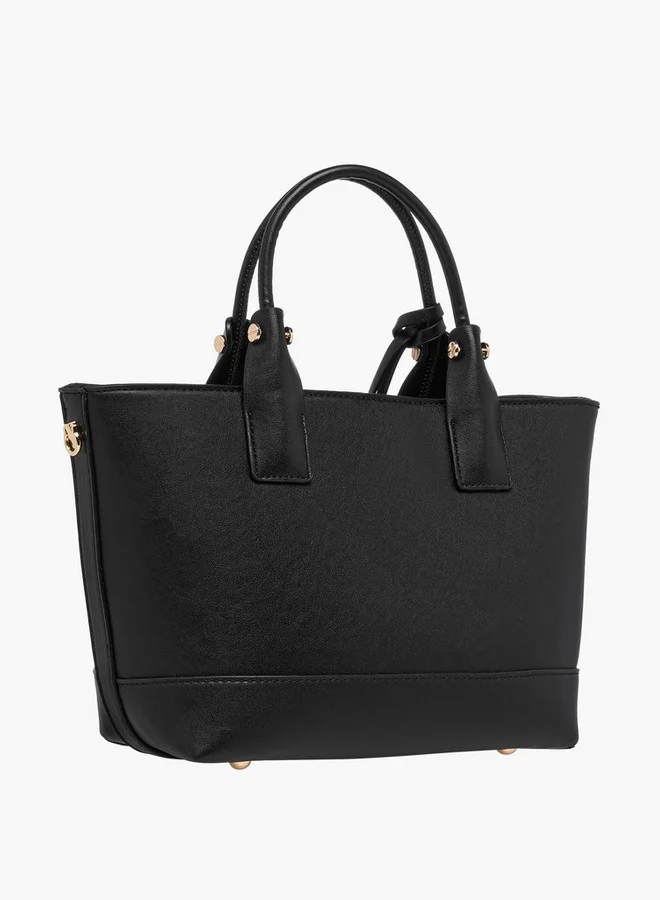 Flora Bella By Shoexpress BLACK Solid Tote Bag with Detachable Strap and Pouch  | Best Price UAE