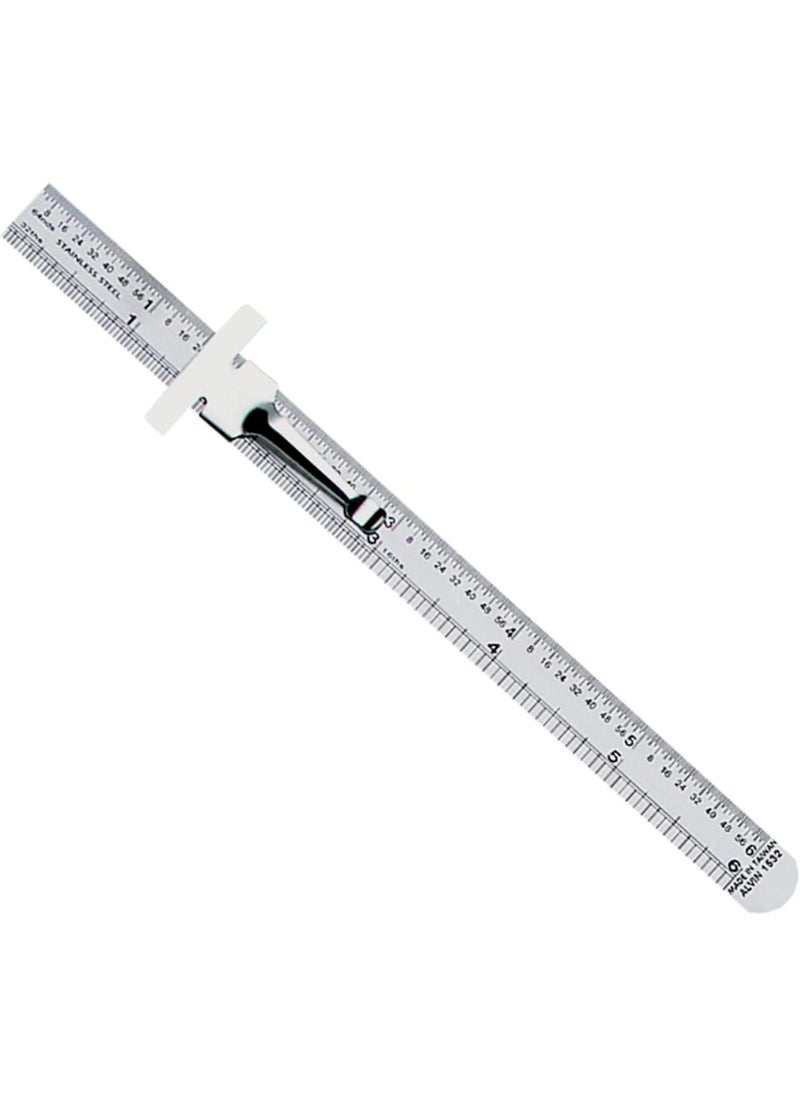 Alvin ALVIN Stainless Steel English Pocket Rule 6 Model 1532 Small Pocket Ruler and Depth Gauge with Metal Pocket Clip Tool for Home Improvement 6 Inch Ruler  - Image 2