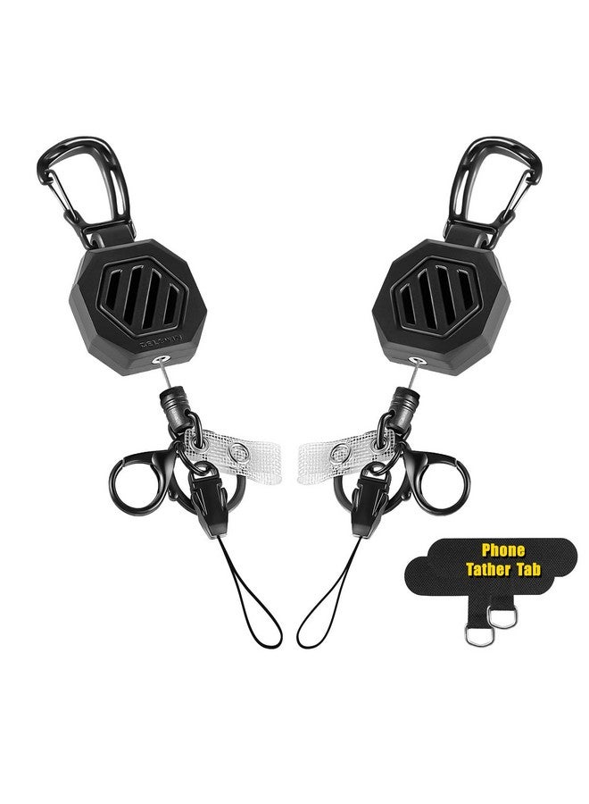 DELSWIN Heavy Duty Retractable Keychain Badge Holder Retractable Clip Badge Reel With 31”Steel Cord Key Ring Lobster Claw Clasp And Phone Tethers (2 Pack) - Image 1