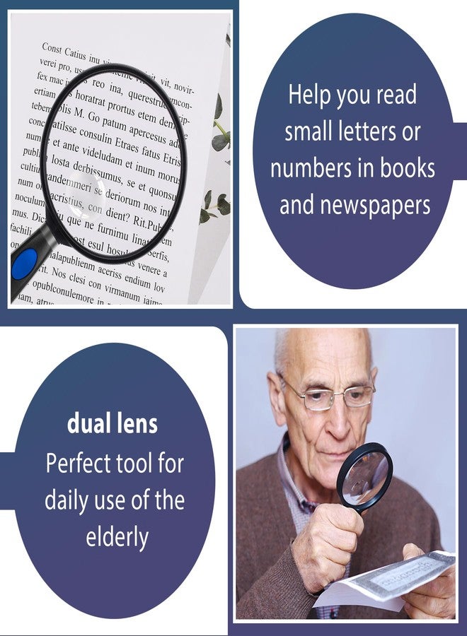 Feosky Handheld Reading Magnifier, 10X 30X Magnifier, 75mm Shatterproof Lens, Rubbery with Non-Slip Soft Handle for Seniors Reading and Kids Nature Exploration, Insect and Hobby Observation (Blue - Image 3