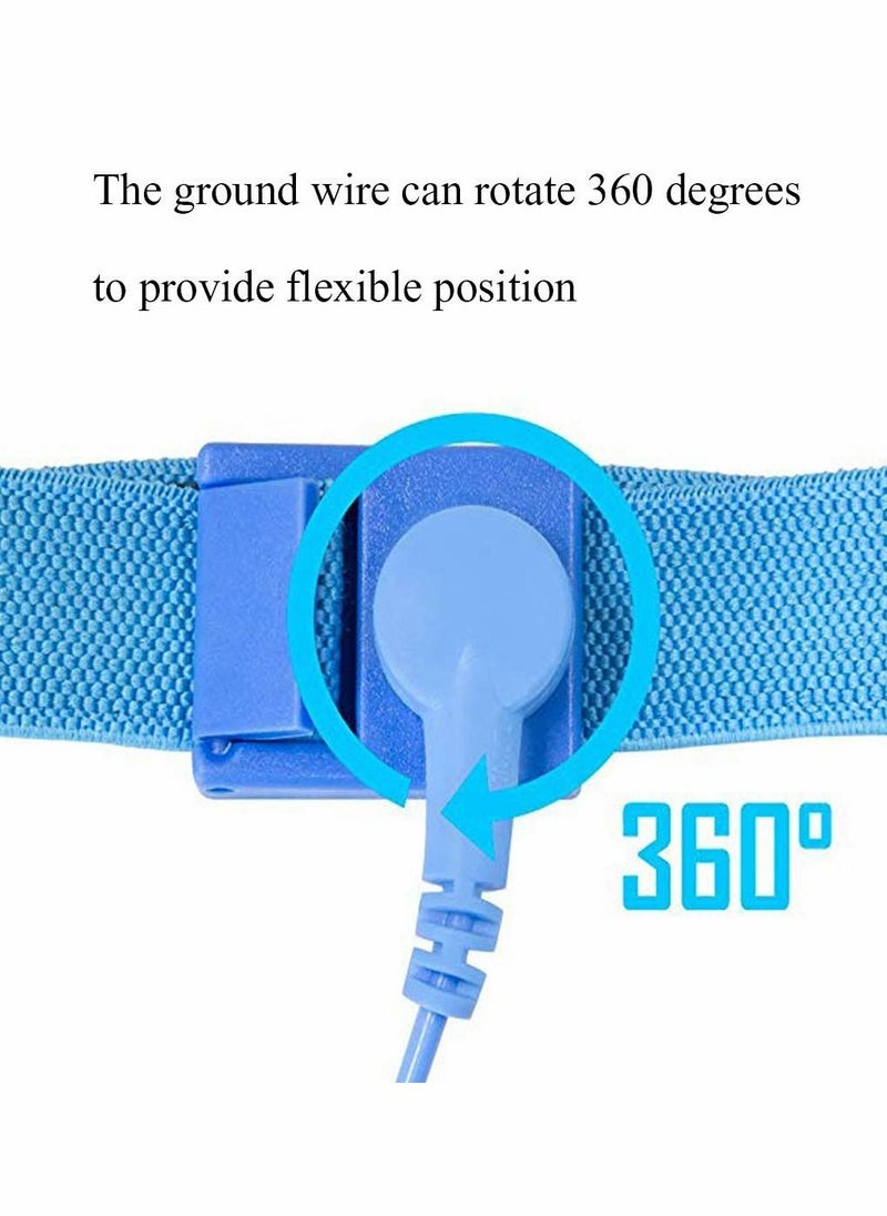 SYOSI - Static Ring, Antistatic Wrist Strap, Wired Anti-static Wrist Strap, Anti-static Bracelet, Static Belt, Wrist Strap, Adjustable Esd Wrist Band Fits, for Working On Sensitive Electronic Devices(6 Pack) - Image 1