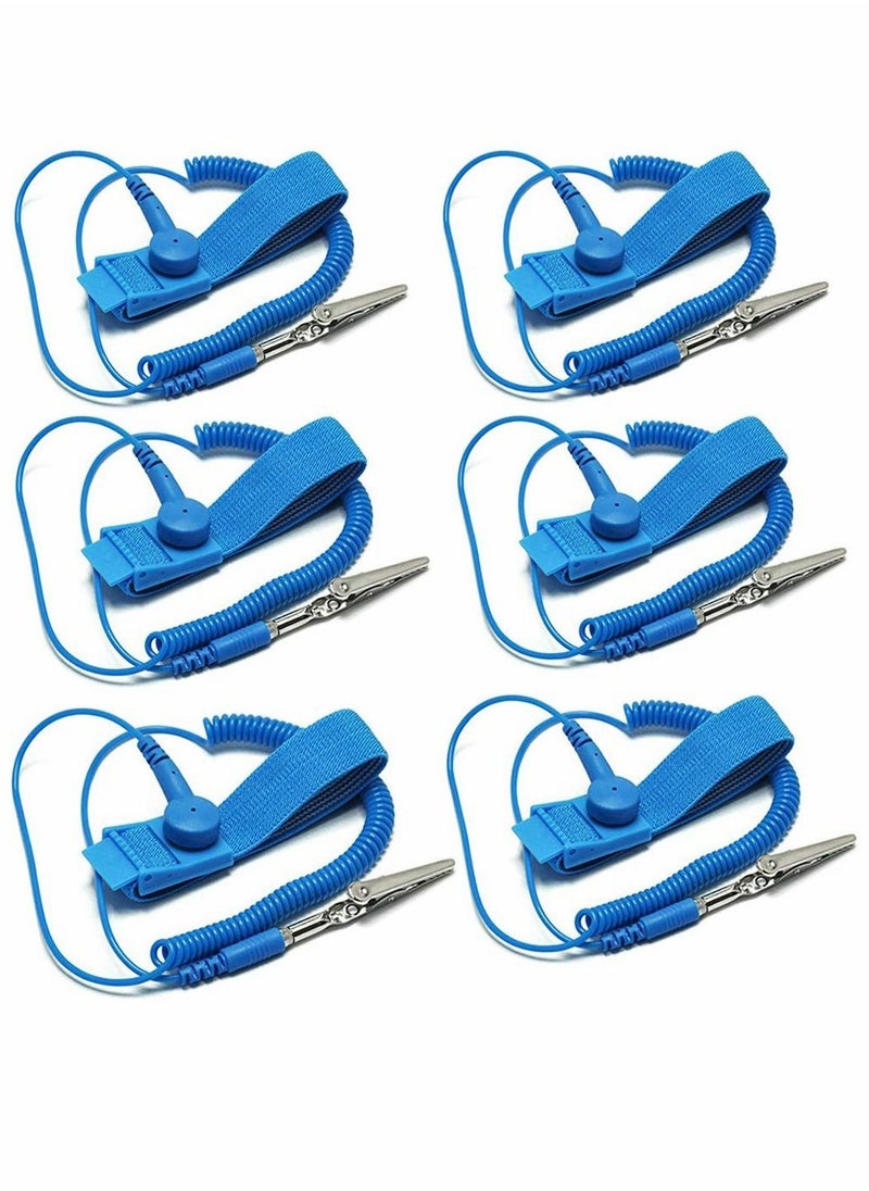 SYOSI - Static Ring, Antistatic Wrist Strap, Wired Anti-static Wrist Strap, Anti-static Bracelet, Static Belt, Wrist Strap, Adjustable Esd Wrist Band Fits, for Working On Sensitive Electronic Devices(6 Pack) - Image 1