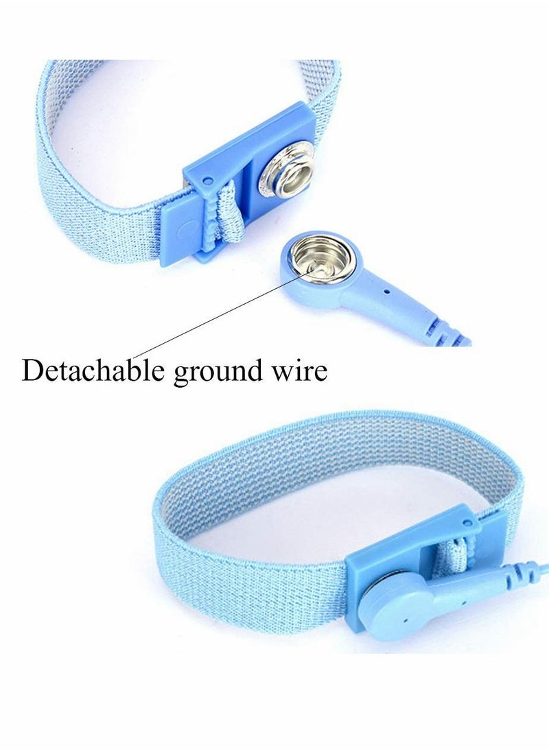 SYOSI - Static Ring, Antistatic Wrist Strap, Wired Anti-static Wrist Strap, Anti-static Bracelet, Static Belt, Wrist Strap, Adjustable Esd Wrist Band Fits, for Working On Sensitive Electronic Devices(6 Pack) - Image 1