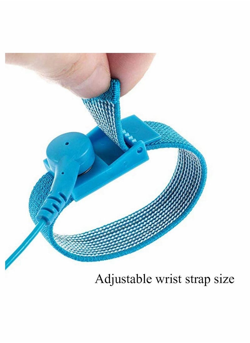 SYOSI - Static Ring, Antistatic Wrist Strap, Wired Anti-static Wrist Strap, Anti-static Bracelet, Static Belt, Wrist Strap, Adjustable Esd Wrist Band Fits, for Working On Sensitive Electronic Devices(6 Pack) - Image 1