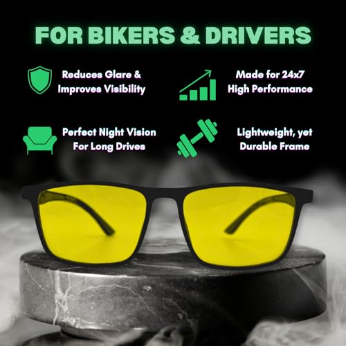 Vast All Day 24 Hour Driving Glasses| UV Protection Sunglasses | Blue Ray Blocking And Gaming Glasses (Black | Yellow) (BLACK YELLOW) - Image 3