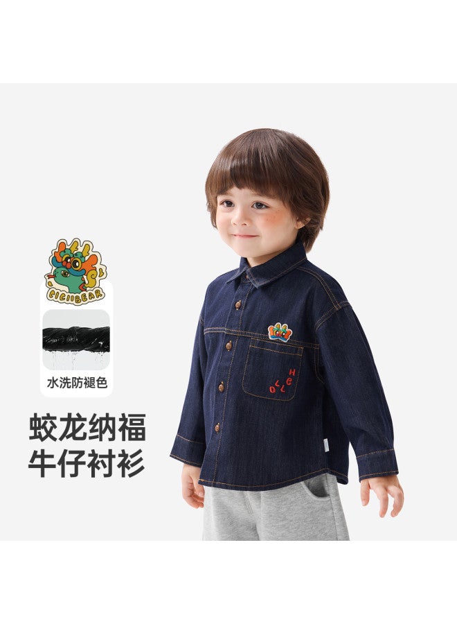 Baby New Year Shirt Boys Denim Shirt Children's Spring/autumn Jacket Girls Casual Fashionable - Image 2