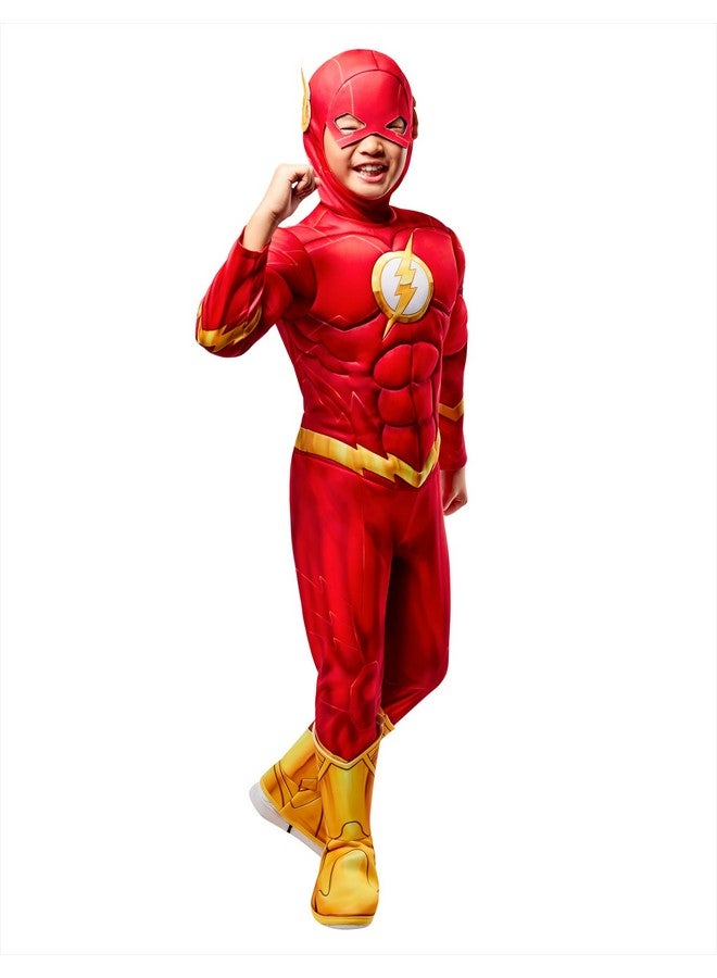 Rubies The Flash Deluxe Superhero Costume Jumpsuit and Headpiece for Kids Boys for Themed Parties and Halloween, Medium - Image 1