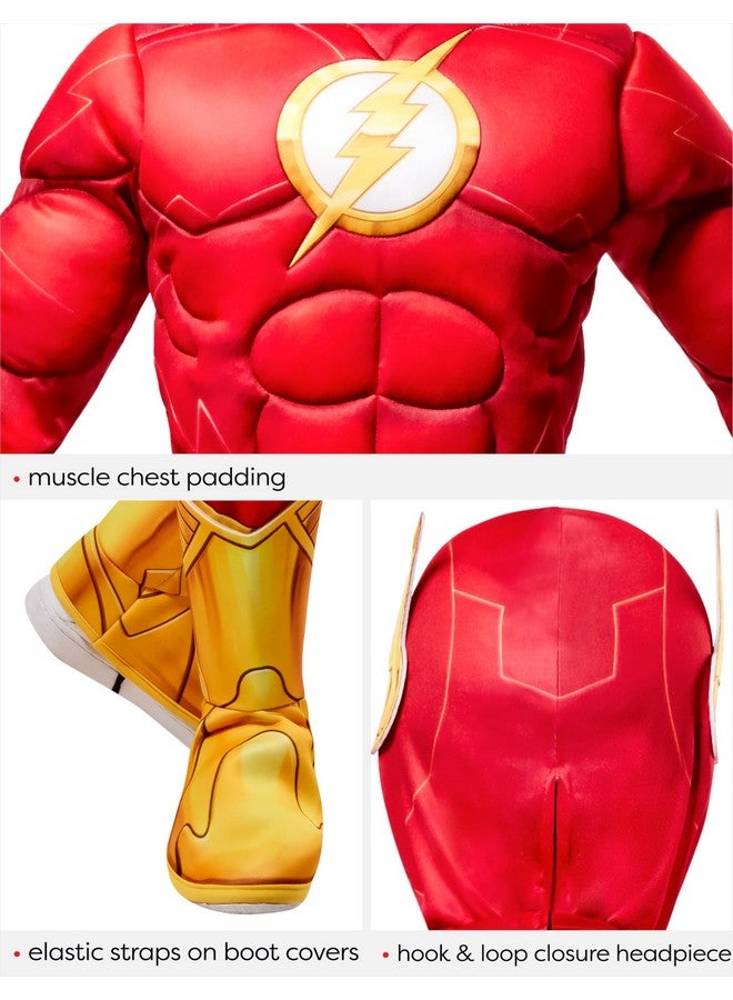 Rubies The Flash Deluxe Superhero Costume Jumpsuit and Headpiece for Kids Boys for Themed Parties and Halloween, Medium - Image 3