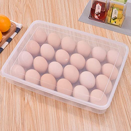REGOLITH ENTERPRISES 24 Grid Egg Storage Box Egg Refrigerator Storage Tray Stackable Plastic Egg Containers for Fridge Kitchen Size of the 24 egg storage box is 31x23x6 Cm 1Pc - Image 1