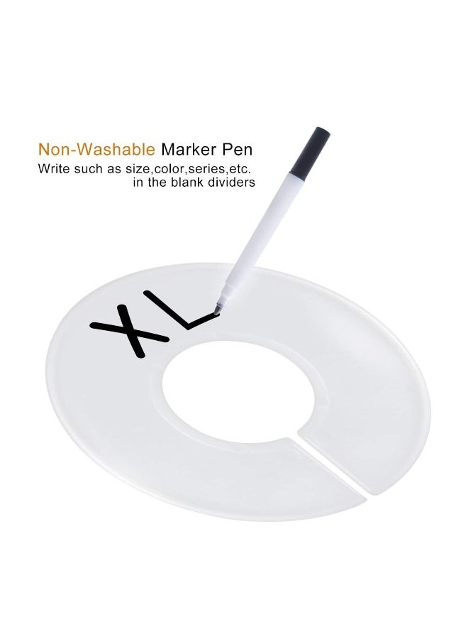 Clothing Rack Size Dividers, Wardrobe Round Hangers Label Closet Dividers with One Marker Pen, for Clothes Organization, White, 20 Pcs - Image 1