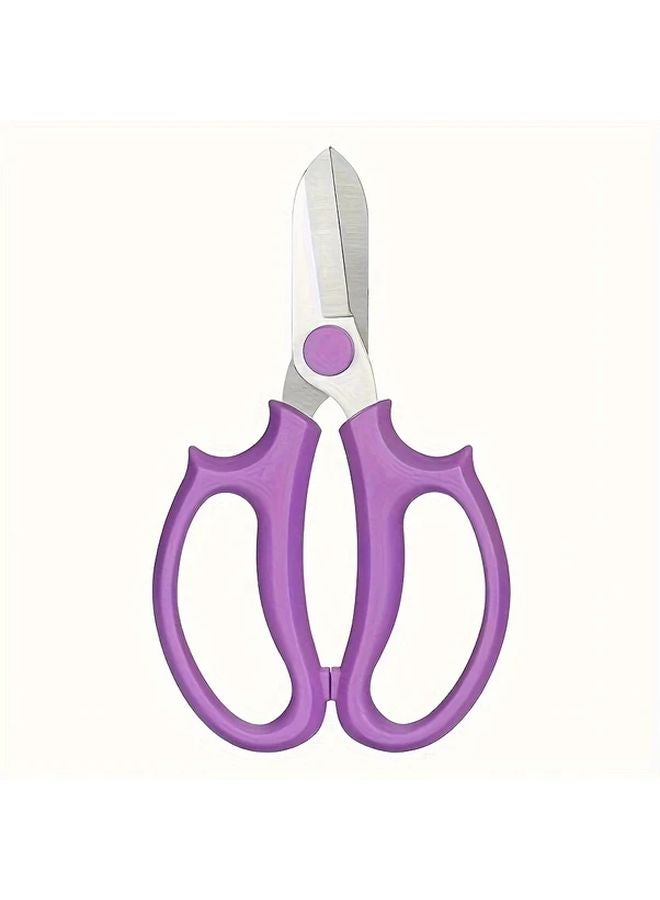 Purple Stainless Steel Garden Scissors Wide Blade Manual For Floral Arrangements And Pruning - Image 1