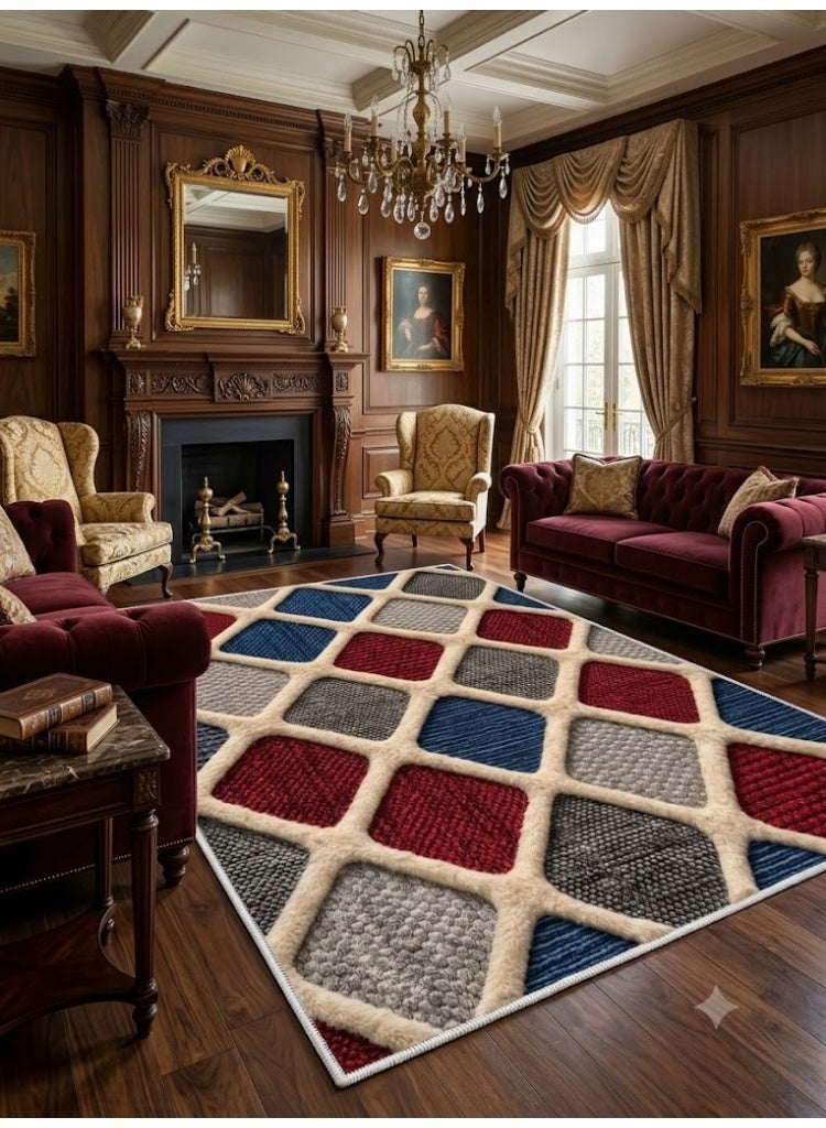 Premium 7D Carpet Alternative, Geometric Diamond Pattern in Royal Colors, Washable & Anti-Slip - Size 180x280 cm - Image 2