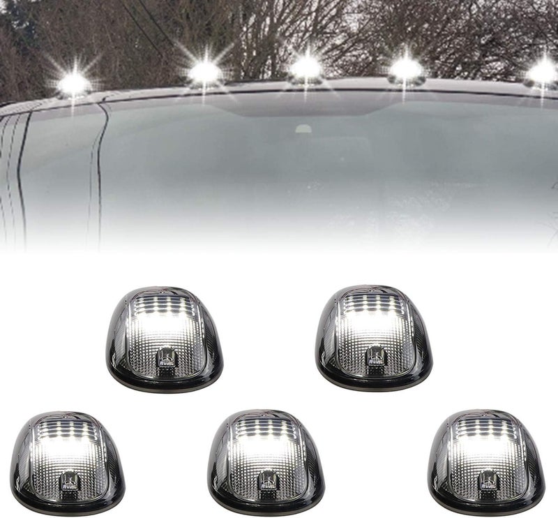 Tresound Cab Roof Marker Lights for 2003-2016 Dodge Ram 1500 2500 3500 - Smoked Lens with 16 White LEDs - Image 1