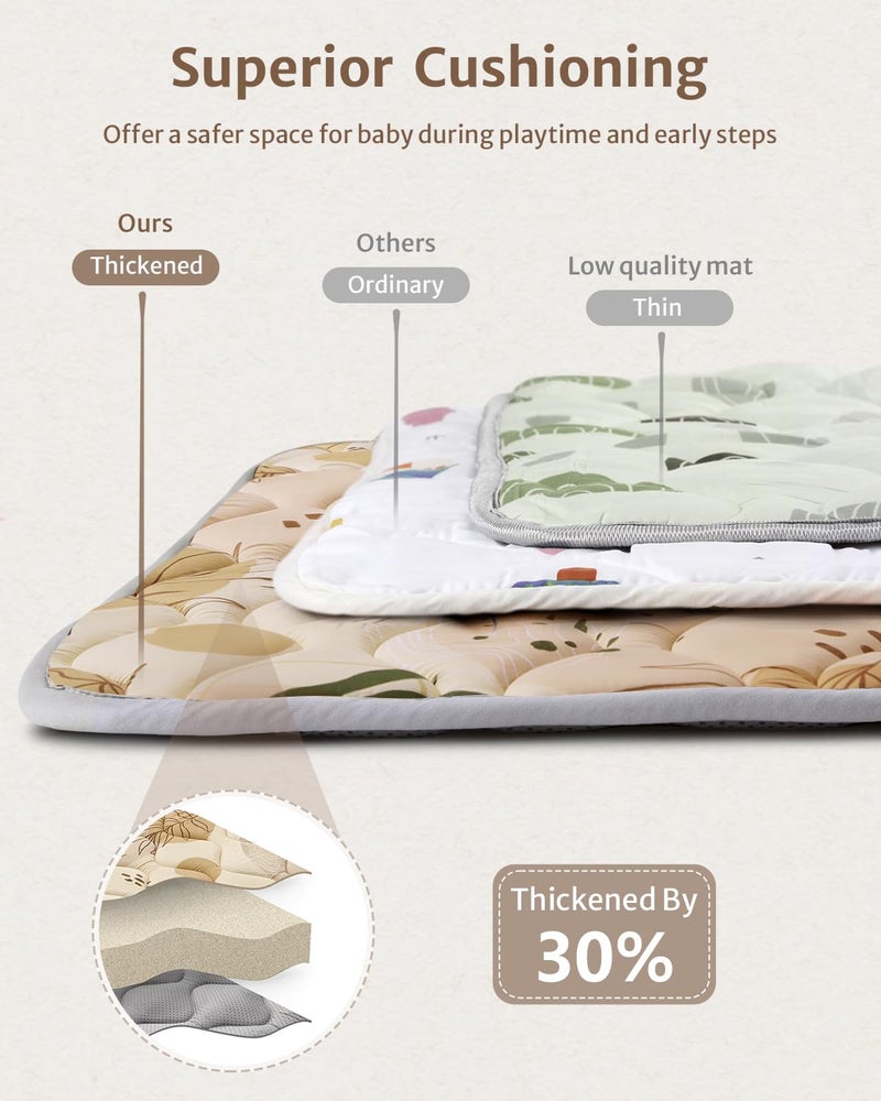 Blissful Diary Baby Play Mats for Floor, 50x50 Playpen Mat, Thick Cushioning Padding Foam Playmat for Baby and Toddlers Infants, Non-Slip & Machine Washable, Earth Tones Design - Image 4