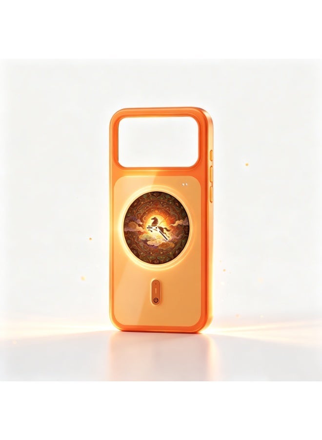 Smart Case ,Smart Case For Iphone 17 Pro Max,Custom Display (Photos/Videos), Touch Control, Mini Games, Notification Alerts & Rechargeable (Orange) - Image 1