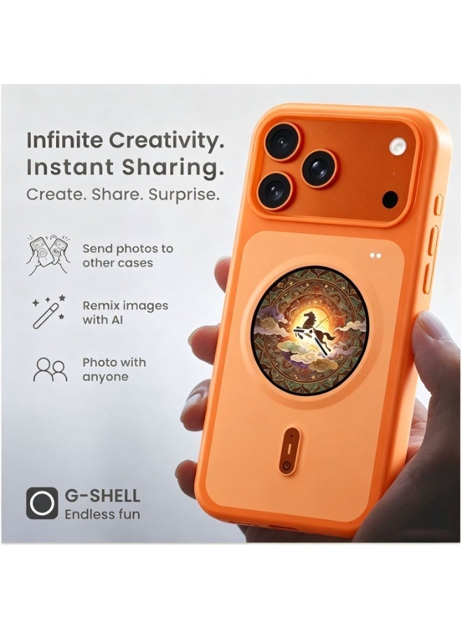Smart Case ,Smart Case For Iphone 17 Pro Max,Custom Display (Photos/Videos), Touch Control, Mini Games, Notification Alerts & Rechargeable (Orange) - Image 3