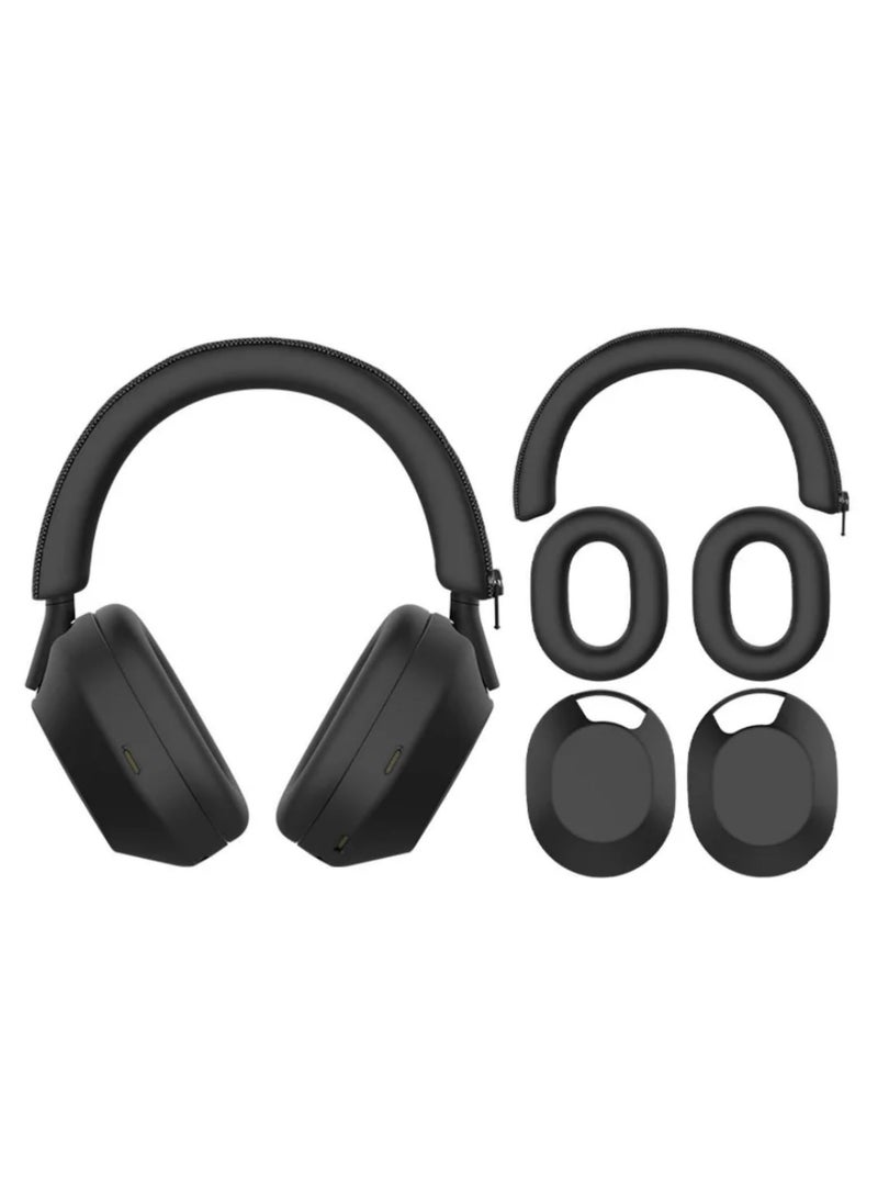3PCS Protective Case for Sony WH1000XM5 Headphones Durable Silicone Cover Shockproof Washable Anti-Scratch Anti-Fall Cover for Sony WH1000XM5 (Black) - Image 1