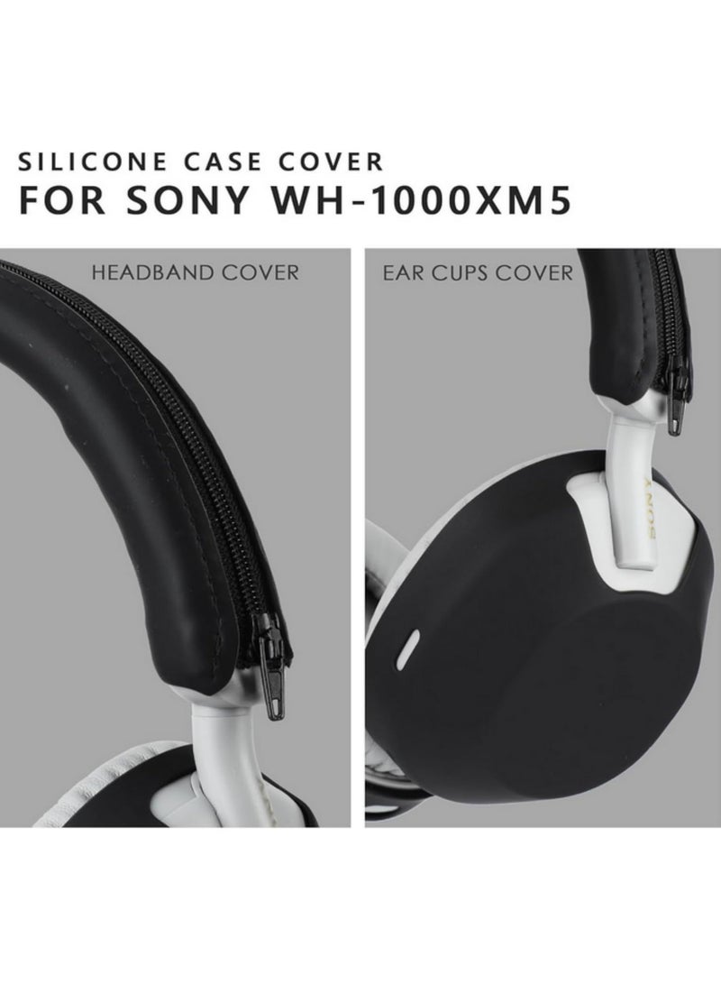 3PCS Protective Case for Sony WH1000XM5 Headphones Durable Silicone Cover Shockproof Washable Anti-Scratch Anti-Fall Cover for Sony WH1000XM5 (Black) - Image 4