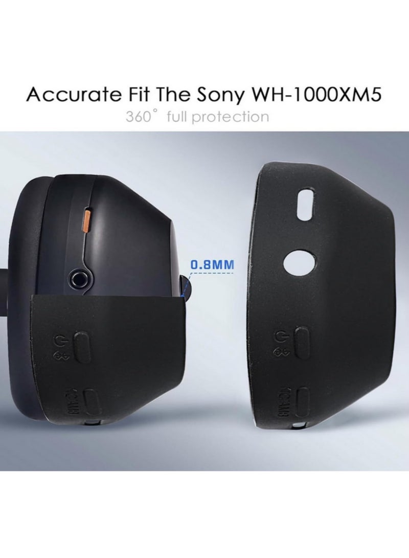 3PCS Protective Case for Sony WH1000XM5 Headphones Durable Silicone Cover Shockproof Washable Anti-Scratch Anti-Fall Cover for Sony WH1000XM5 (Black) - Image 5