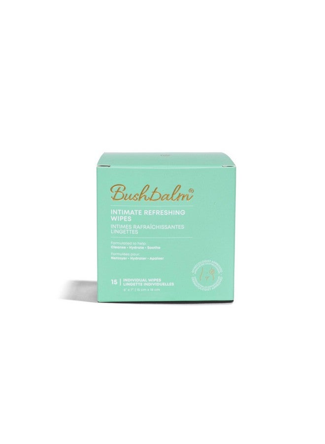 Bushbalm Intimate Refreshing Wipes - Hydrating Wipes for Sensitive Areas with Aloe Vera and Natural Extracts - Flushable and Soothing - 15 Wipes - Image 1