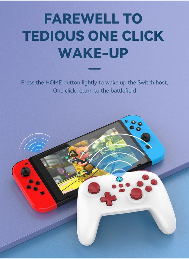 IINE - S11 Switch Wireless Bluetooth Game Controller with Wake-up Vibration, Six-axis Somatosensory Burst, Compatible with Switch/PC/ios/Android White - Image 1