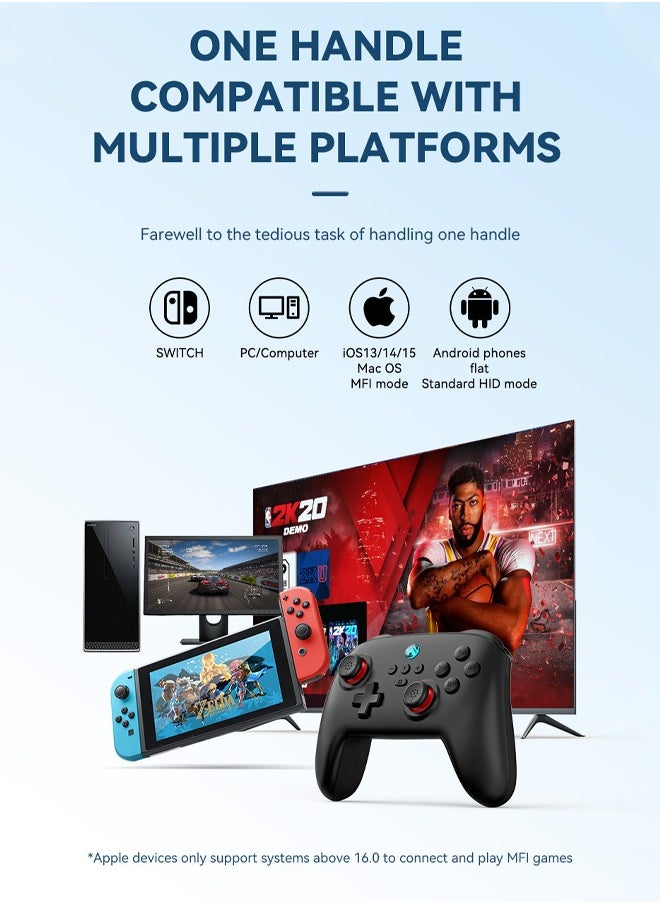IINE - S11 Switch Wireless Bluetooth Game Controller with Wake-up Vibration, Six-axis Somatosensory Burst, Compatible with Switch/PC/ios/Android White - Image 1